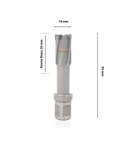3Keego 18 x 50 mm TCT Elmas Manyetik Matkap Ucu HCB50