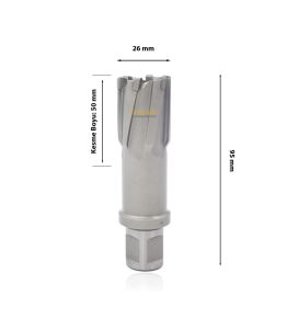 3Keego 26 x 50 mm TCT Elmas Manyetik Matkap Ucu HCB50