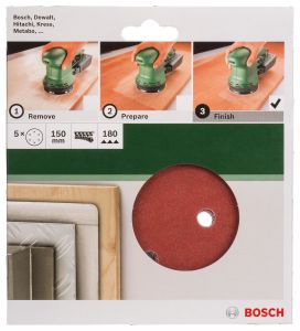 Bosch Eksantrik Zımpara Kağıdı 150 mm 6 Delikli 180 Kum 5'li 2609256A33