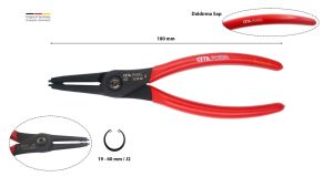 Ceta Form 180 mm İç Segman Pensesi Düz Uçlu-Yaysız E67-44-0180