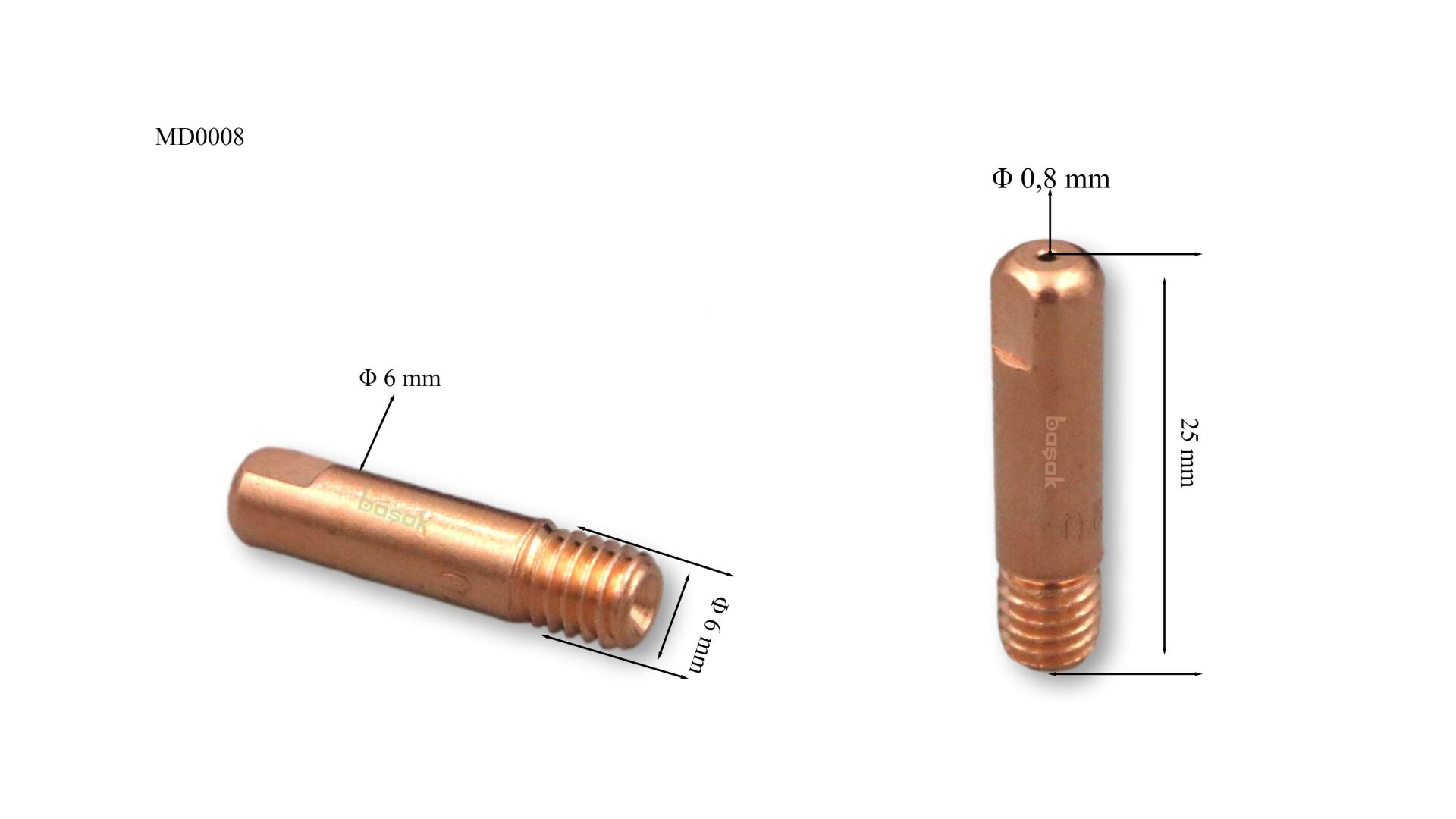 M6 0,8 mm Gazaltı Kaynak Kontak Memesi MD0008/08 Trafimet