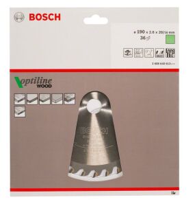 Bosch Optiline Ahşap 190x20/16 mm 36 Diş Daire Testere Bıçağı 2608640613
