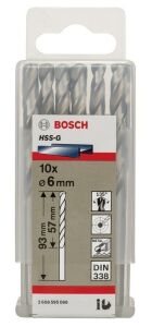 Bosch HSS-G 6 mm 10'lu Taşlanmış Metal Matkap Ucu 2608595066