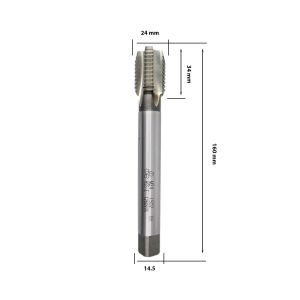 MTE M24 Düz Makine Kılavuzu İnce Şaftlı HSSE DIN 376/C