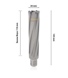 3Keego 26 x 110 mm TCT Uzun Elmas Manyetik Matkap Ucu HC110