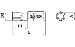 Ceta Form T5 x 25 mm Torx Bits Uç CB/801