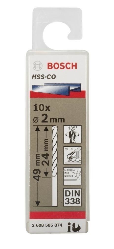 Bosch HSS-Co 2 mm 10'lu Kobaltlı Matkap Ucu 2608585874