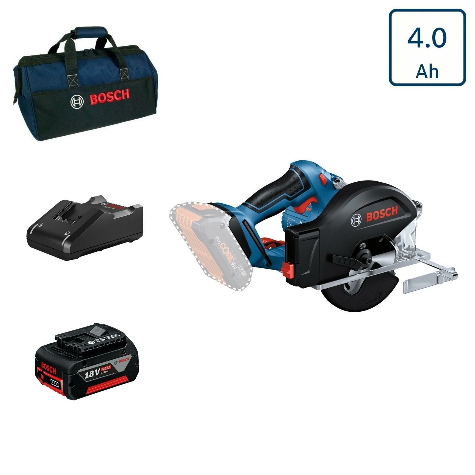 Bosch GKM 18V-50 Tek Akülü Daire Testere 4 Amper Bez Çantalı