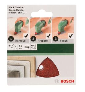 Bosch 93 mm Üçgen Zımpara Kağıdı Cırtlı 6'lı Set 2609256A54