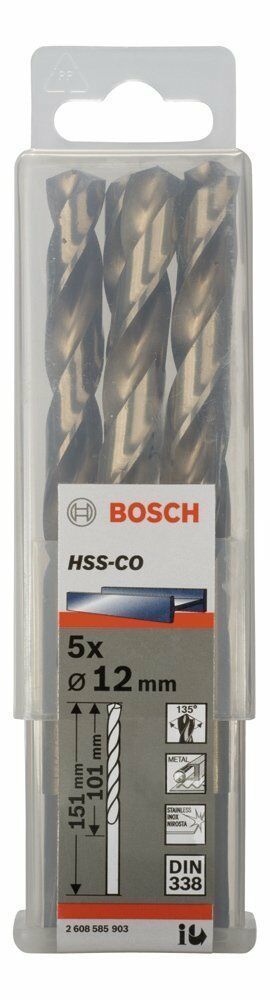 Bosch HSS-Co 12 mm 5'li Kobaltlı Matkap Ucu 2608585903