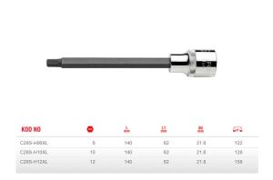 Ceta Form 12 mm Ekstra Uzun Tip 1/2” Lokmalı Allen C28S-H12XL