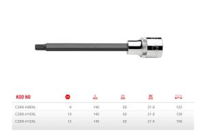 Ceta Form 10 mm Ekstra Uzun Tip 1/2” Lokmalı Allen C28S-H10XL