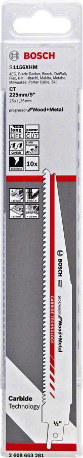 Bosch S 1156 XHM 175mm 10'lu Ahşap-Metal Ağır Hizmet Panter Testere 2608653281