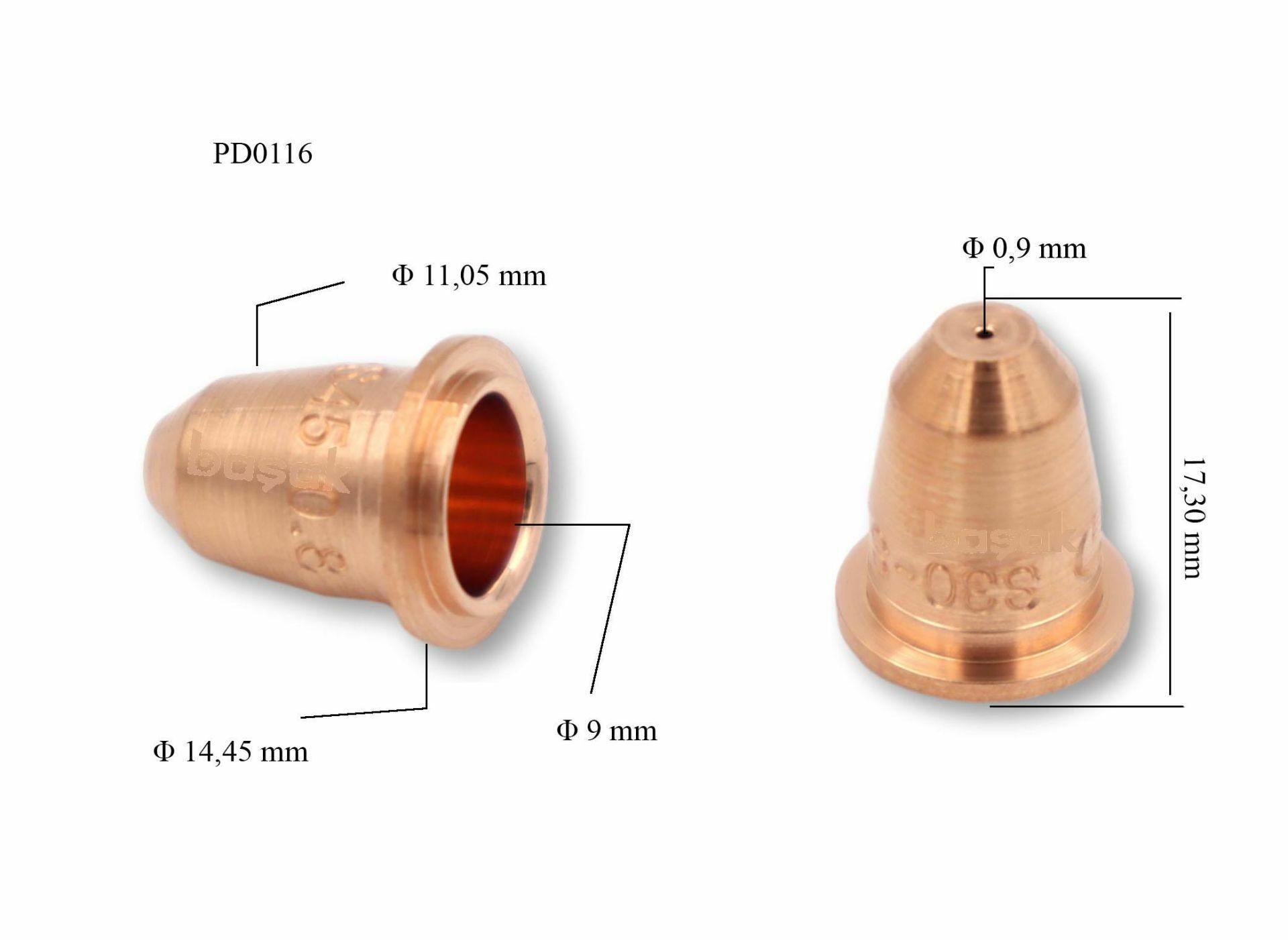 Trafimet S25-S35-S45 0,9mm Plazma Kesim Memesi  PD0116-09