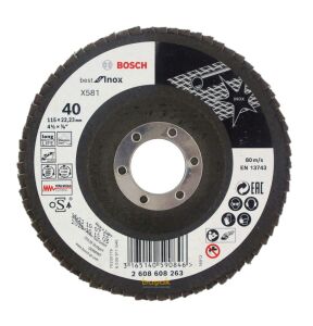 Bosch 115 mm 40 Kum X581 Best Inox Flap Disk 2608608263