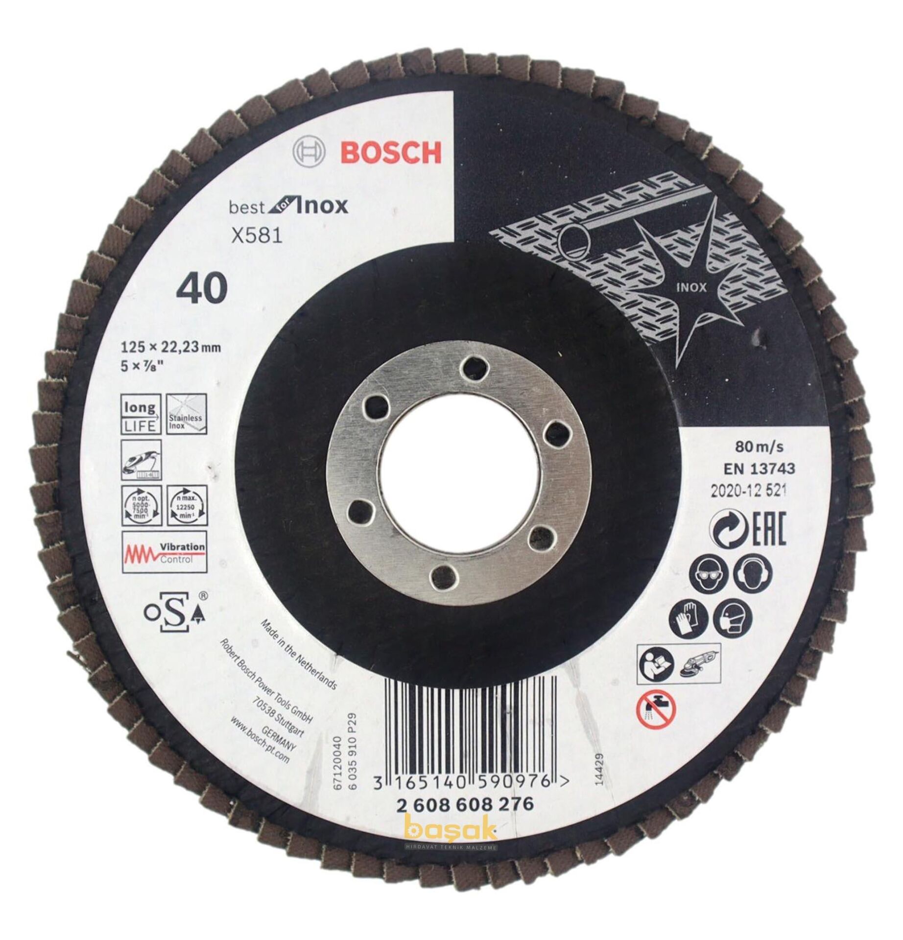 Bosch 125 mm 40 Kum X581 Best Inox Flap Disk 2608608276