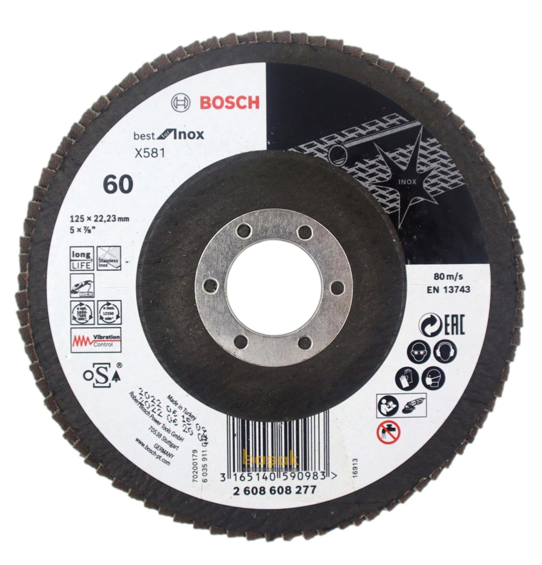 Bosch 125 mm 60 Kum X581 Best Inox Flap Disk 2608608277