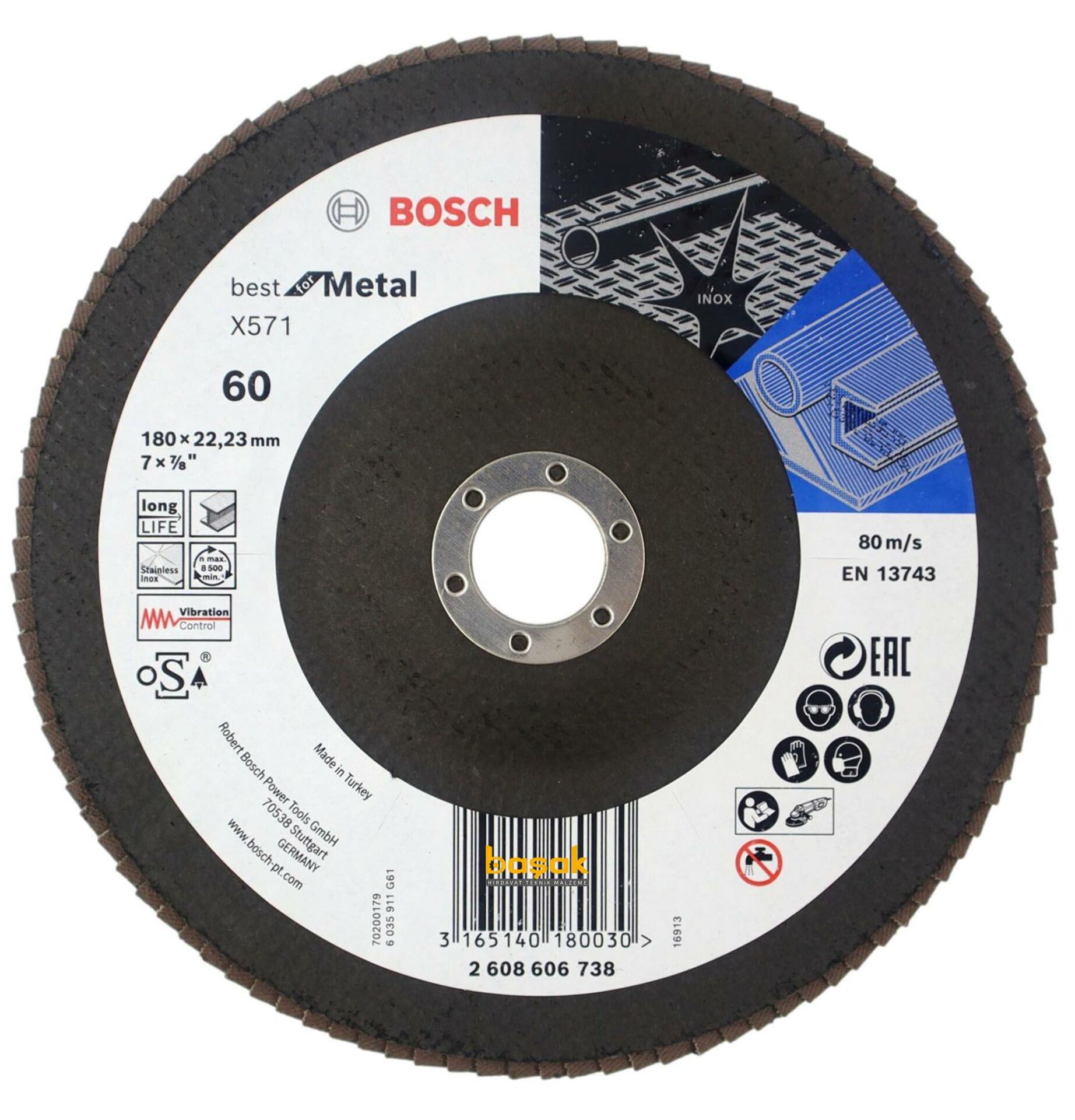 Bosch 180 mm 60 Kum X571 Best İnox-Metal Flap Disk 2608606738