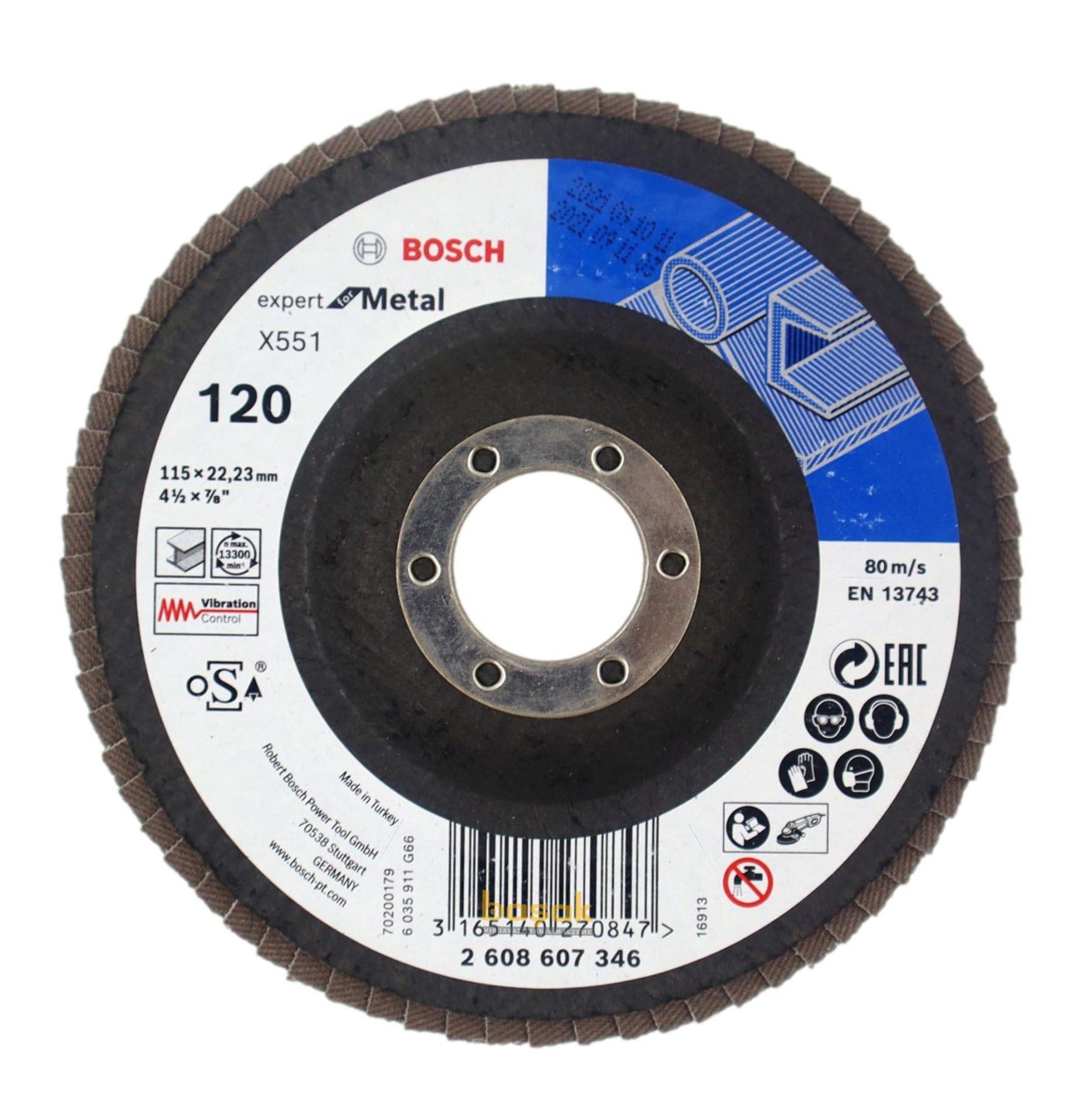 Bosch 115 mm 120 Kum X551 Expert Metal Flap Disk 2608607346