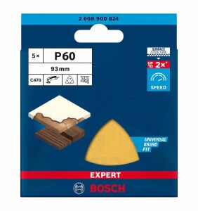 Bosch Expert 93x93 mm 60 kum Üçgen Zımpara Kağıdı 5'li 2608900824