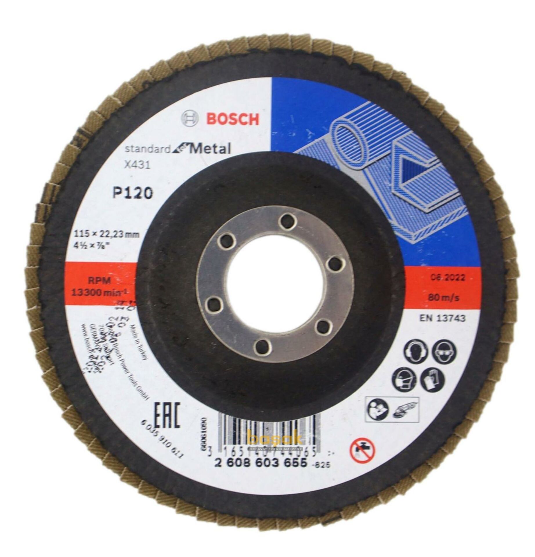 Bosch 115 mm 120 Kum X431 Standart Metal Flap Disk 2608603655