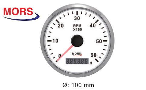 DEVİR GÖSTERGESİ 6000 RPM 12/24 V BEYAZ