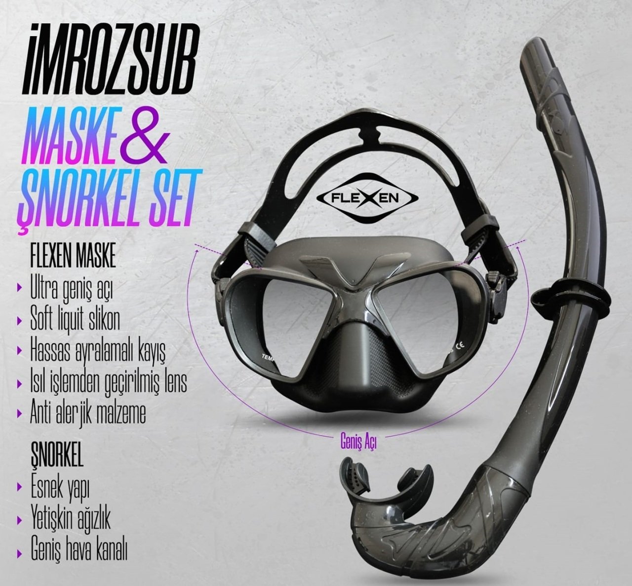 İmrozsub Flexen Maske & Şnorkel Set