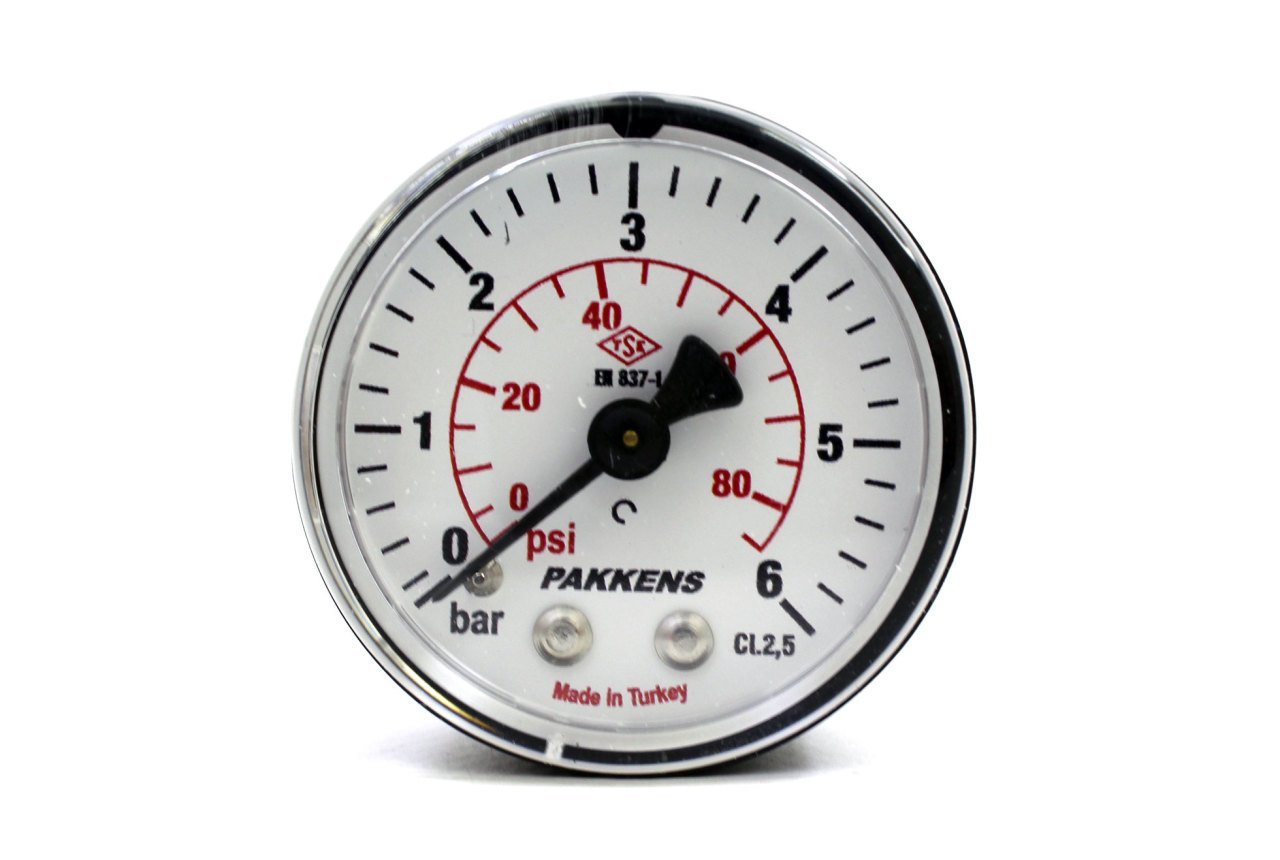 Pakkens 0-6 Bar 50 mm Arkadan Bağlantılı Kuru Manometre G 1/8 inç
