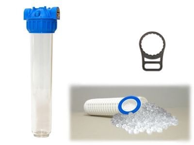 Aquafer 20 inç Silifoz Kireç Önleyici Yıkanabilir Su Filtresi 1.1/2 inc 50 Mikron