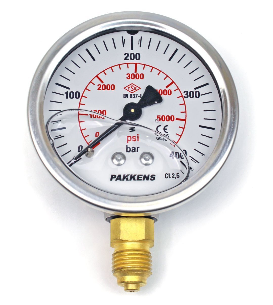 Pakkens 0-400 Bar 63 mm Alttan Bağlantılı Gliserinli Manometre G 1/4 inç