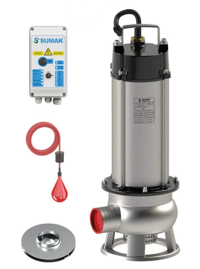 Sumak SDT 40/2 İNOX Komple Paslanmaz Kirli Su Dalgıç Pompa 380 Volt 4 Hp 23.5 Mss
