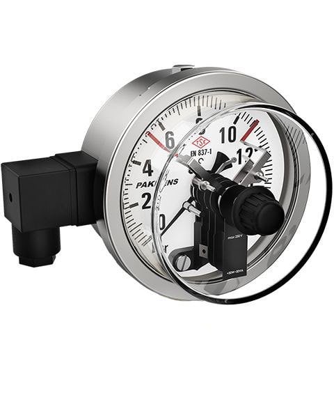 Pakkens Çap 100 Tek Kontaklı Hassas Basınç Ölçer Eksenden Kaçık Arkadan Bağlantılı CL 1,0 G1/2’’