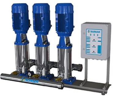 Sumak SHTPD16 C 550/8 Düşey Milli Kademeli Üç Pompalı Paslanmaz Çark ve Difüzörlü Hidrofor 7 KAT 144 DAİRE