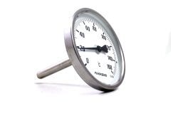 Pakkens Termometre 0-160 °C Çap 100 mm Daldırma Boyu 10 cm Arkadan Bağlantılı G 1/2 inç