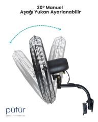 Püfür 2 ADET Kumandalı, Zaman Ayarlı Sanayi Duvar Tipi Endüstriyel Vantilatör 75 Cm