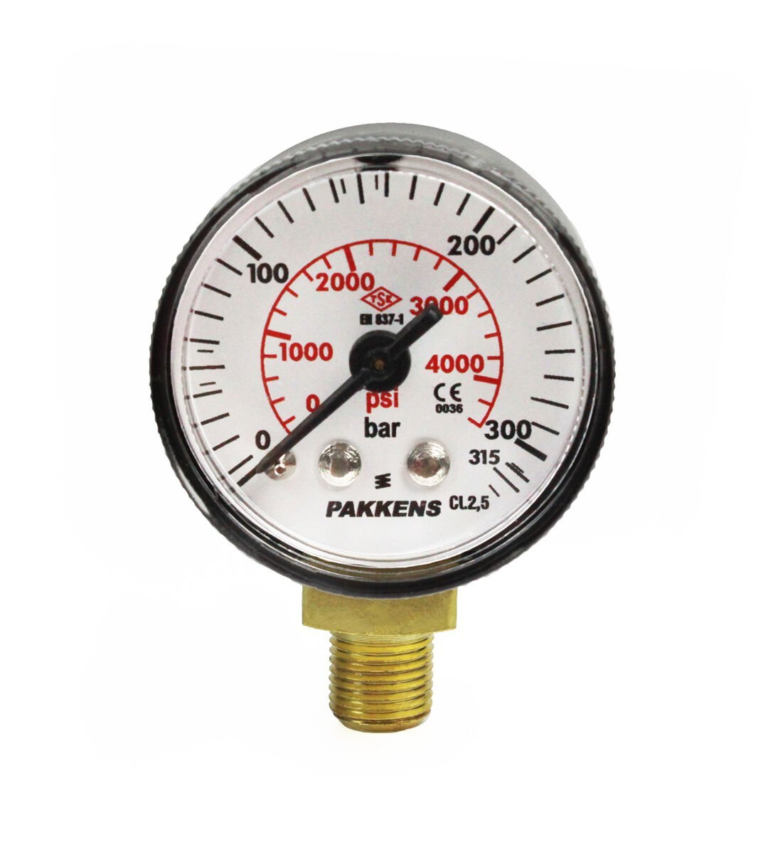 Pakkens 0-315 Bar 40 mm Alttan Bağlantılı Kuru Manometre G 1/8 inç