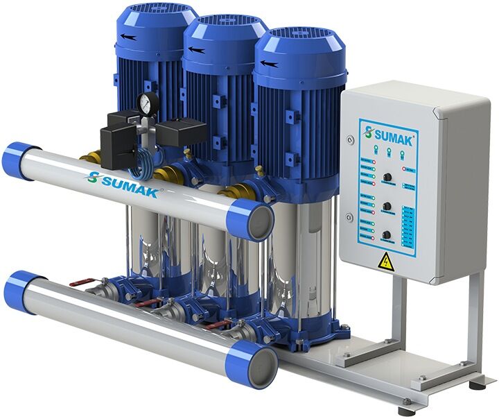 Sumak SHT6 C 100/6 Düşey Milli Kademeli Üç Pompalı Hidrofor 6 KAT 45 DAİRE