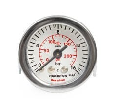 Pakkens 0-16 Bar 40 mm Arkadan Bağlantılı Panotipi Kuru Manometre G 1/8 inç