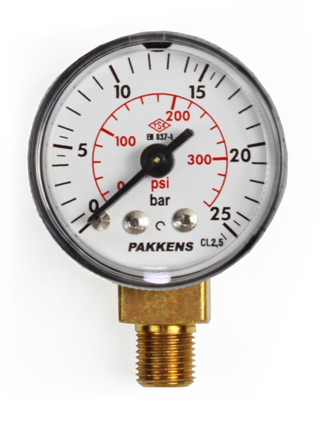 Pakkens 0-25 Bar 40 mm Alttan Bağlantılı Kuru Manometre G 1/8 inç