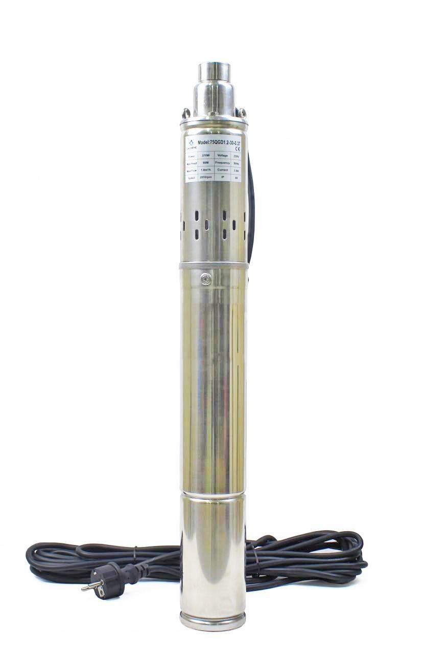 3 inch 75 mm Dış Çap Derin Kuyu Pompası 10 Metre Kablolu 370 Watt 90 mss 1.8 m³/h
