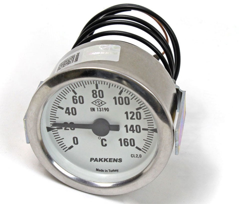 Pakkens Çap 60 0/+160 °C Arkadan Bağlantılı Pano Tip Gazlı Termometre 1mt Pvc Kaplı Kapiler Boyu