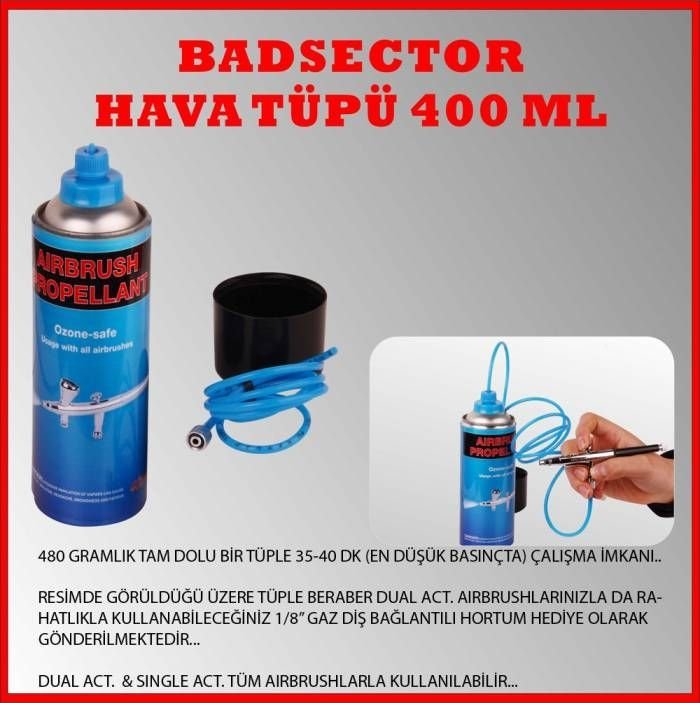 AIRBRUSH HAVA TÜPÜ HORTUM HEDİYELİ (400ML)