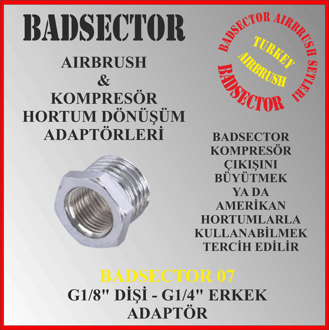 BADSECTOR DÖNÜŞÜM ADAPTÖRÜ 07 ( 1/8'' DİŞİ - 1/4'' ERKEK )