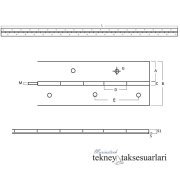 1000 x 40 x 1,5 mm, Paslanmaz Şerit Menteşe,  Boy Menteşe