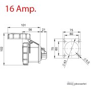 IP67  16 Amp. 32 Amp. Sahil Besleme Prizi (Düz)