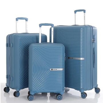 MÇS 3lü Set Kırılmaz Silikon Seyahat Valizi Bavulu V374 Sky Blue