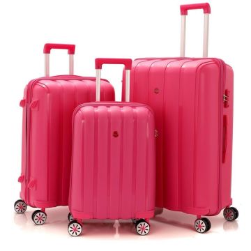 MÇS 3lü Set Kırılmaz Silikon Seyahat Valizi Bavulu V305 Fuşya