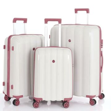 MÇS 3lü Set Kırılmaz Silikon Seyahat Valizi Bavulu V305 Kemik KPudra