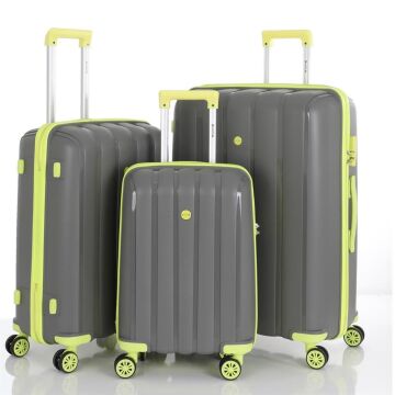 MÇS 3lü Set Kırılmaz Silikon Seyahat Valizi Bavulu V305 Gri Açık Sarı