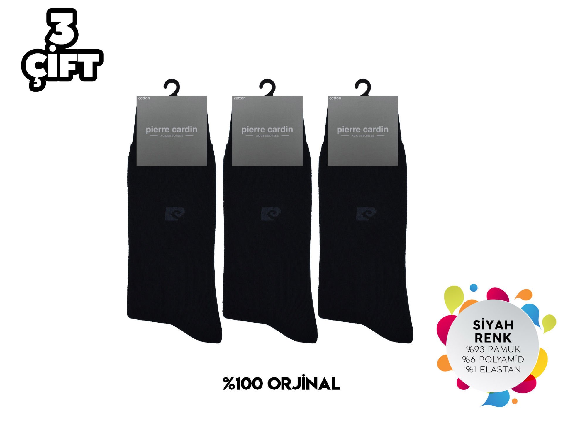 Pierre Cardin 526-Siyah Erkek Termal Havlu Çorap 3'lü